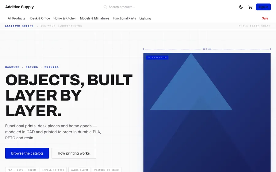 Additive Supply storefront preview