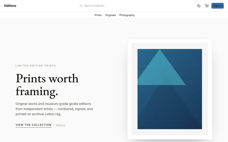 Editions storefront preview