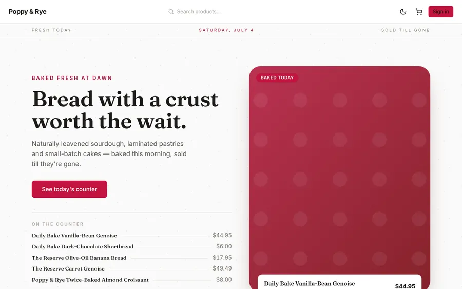 Poppy & Rye storefront preview